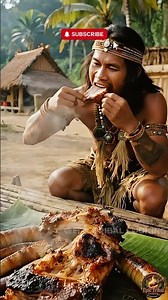 Primitive Cooking – Roasting a GIANT Worm for the Feast 🍖🔥 #shorts