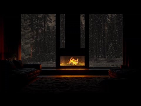 🔥❄️ Snowy Mountain Cabin Night | Fireplace Glow for Insomnia Help & Anxiety Relief