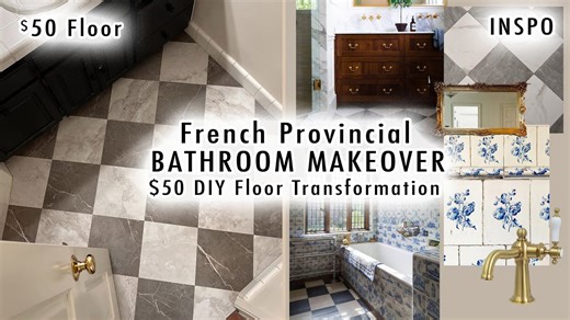 Try budget DIYs for a French-style bathroom floor
