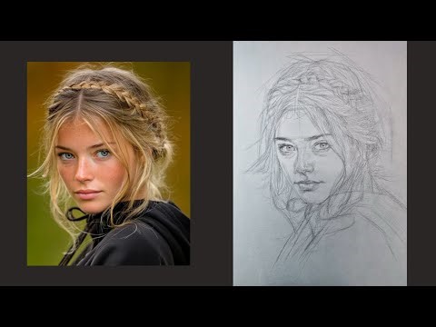 A pencildrawing tutorial for beginners on how to draw a portrait step by step