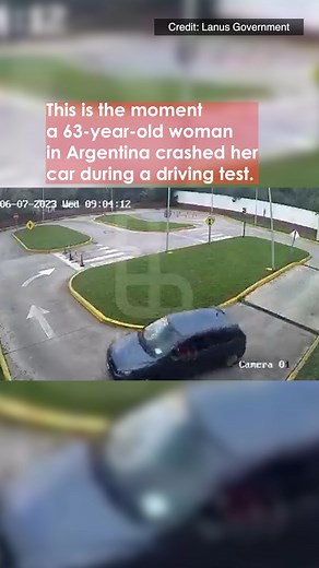 Calamitous Crash: Elderly Women Fails Driving Test After Run-In With Lamp-Post CCTV has captured the moment a 63-year-old woman in Argentina crashed her car mid-driving test. #argentina #drivingtest #news | ODN