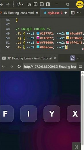 3D Floating Icons Animation Using HTML & CSS | Modern UI Effect | 1-Minute Tutorial – Amit Tutorial
