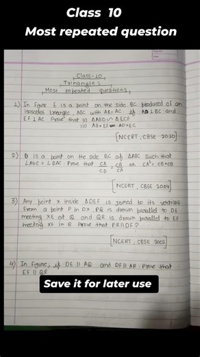 Score 80/80: Step-by-step solutions for the last 5 years of PYQs."#traingles #maths #class10