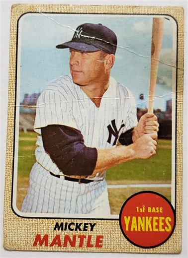 1968 Topps Baseball Mickey Mantle #280, New York YANKEES (HOF) - Etsy