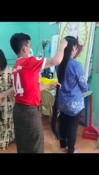 super super long hair girl hair cut off