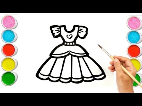 Dress Drawing easy | How to draw a cute dress for kids | Toddlers Drawing easy #dress