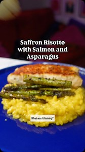 27K views · 6.9K reactions | Saffron risotto with salmon & asparagus...