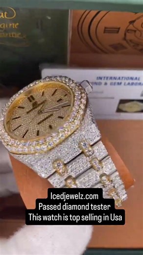 Iced Out Watch Test: Does It Shine Like Real Diamonds? 😳💎 #moissanitewatch #icedjewelz