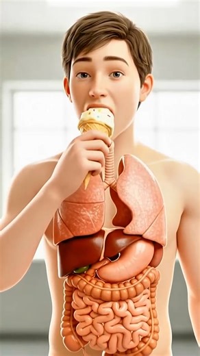 Human Body Digestion System in 3d Animation #3danimation #digestivesystem #anatomy #icecream Queries discussed in this video: This ultra realistic 3D body animation shows how a ice cream travels through your stomach, intestine and esophagus, revealing each step of digestion with clear visuals. Perfect for anyone curious about anatomy, biology, digestive system, or human body reactions. ⚠️ Educational Disclaimer: This is a computer generated 3D animation for learning purposes only. Not medical ad