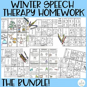Winter Speech Therapy Homework Bundle | Print and Go Speech Therapy Homework