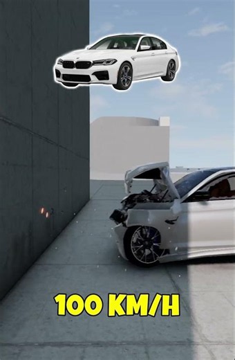 BMW M5 F90 Wall Crash Test at different speed 💥 #bmw #bmwm5 #beamngdrive