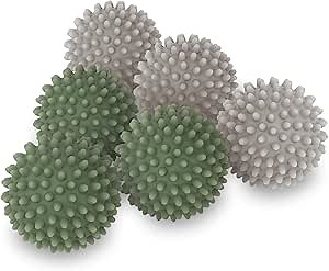 S&T INC. Reusable Plastic Dryer Balls, Fabric Softener for Laundry, Sage and Grey, 2.5 in, 6 Pack