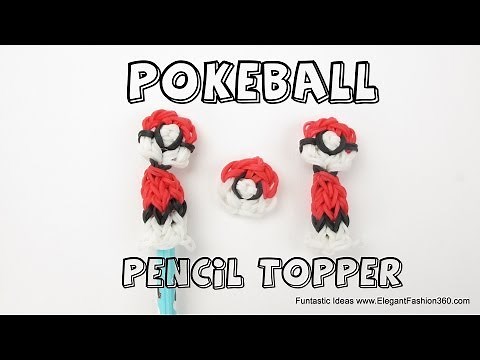 Rainbow Loom Pokeball Pencil Topper - How to- Pokemon