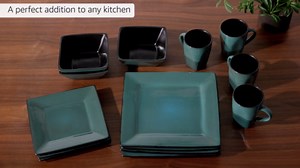 Gibson Elite Kiesling 16 Piece Dinnerware Set, Turquoise