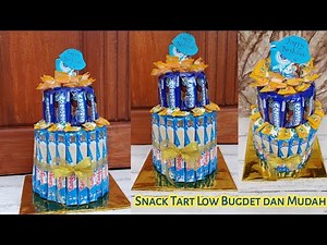 Tutorial Kue Ultah dari Snack || Snack Tart Hemat dan Mudah Modal 30k warna Biru