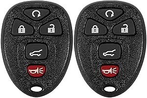 Replacement for Keyless Entry Car Key Vehicles That Use 5 Button 15913415 OUC60270 OUC60221, Self-Programming (2-Pack)