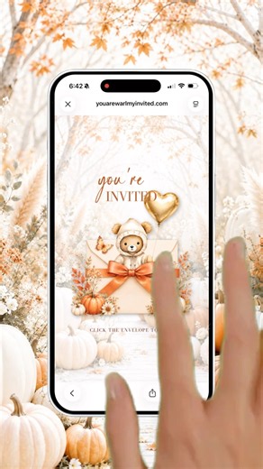 Pumpkin Baby Shower Invitation 🎃 Fall Teddy Bear RSVP Website | Editable Canva Template