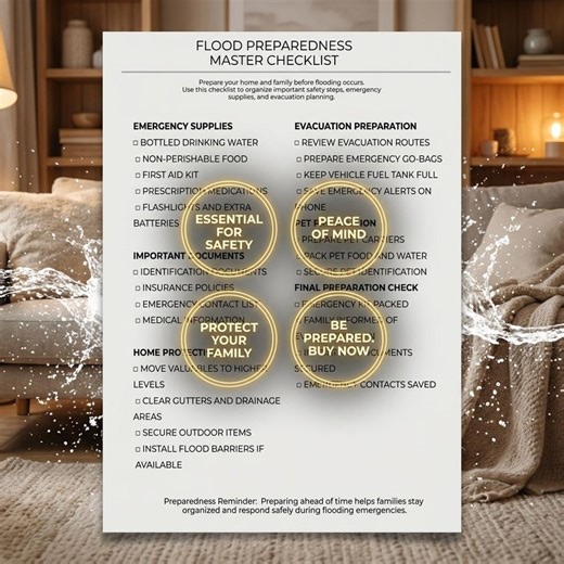 Flood Preparedness Checklist Flood Emergency Plan Disaster Preparedness Checklist Flood Safety Planner Emergency Evacuation Printable - Etsy