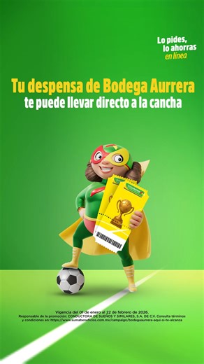 Acumula tus compras en tienda y en línea y obtén entradas para los partidos más esperados en México. ​ 🏆⚽️ | Bodega Aurrera