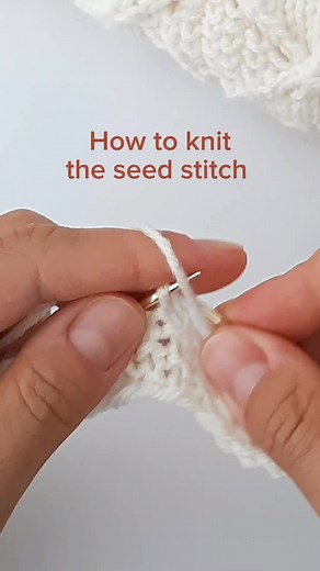 The seed stitch. Easy knitting. Perfect for blanket border #knittingtips #knitting #stitch