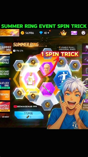 Peppy Summer bundle 1 spin trick 🤩 | new summer ring event | ff new event #freefirenewevent