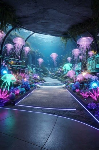 Impossible Rooms by AI | Underwater Garden of Lights #shorts