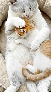 Momma cat's gentle lullaby 😴❤️#cutecat #kittenlove #catmom