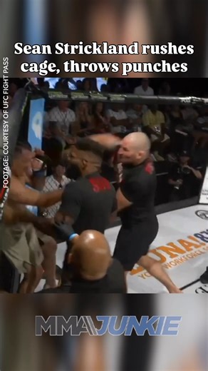 Sean Strickland rushed the cage and threw punches at Tuff-N-Uff 145 after teammate Miles Hunsinger was beaten by Luis Hernandez 😳 | MMA Junkie