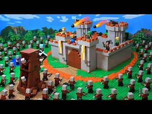 Epic Raid Battle 1,000 Villagers vs Pillagers | LEGO Minecraft