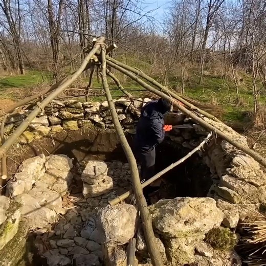 Building of a secret dugout forest bunker for survival. | Adventures Bushcraft