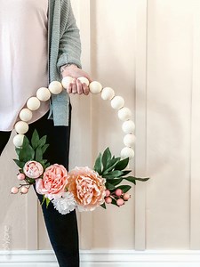 7.6K views · 200 reactions | DIY Wood Bead Floral Wreath Hi we're...