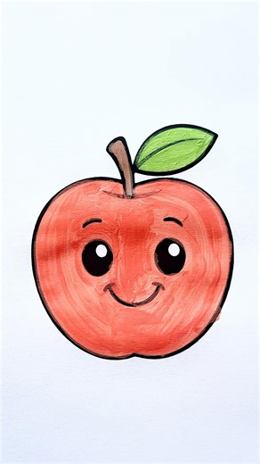 Cute apple 🍎✨😍, Art for kids, Coloring videos #art #shorts #fruit #drawing #cute #apple #colors