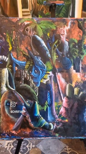 a bird like figure is morphing in that construct & of course a babel-fish🫡🧡 #surrealism #artprocess