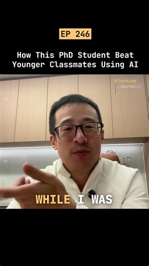Tech Lead Journal on Instagram: "10 years older than his classmates. Still top of the class. Bruce Yang's secret? AI tools. From NotebookLM to ChatGPT, he used AI to research, curate papers, and boost productivity. Even his professor encouraged it. "If you can generate great results with AI, share it. Everyone should know." AI doesn't replace intelligence. It amplifies it. #AI #Education #ChatGPT #NotebookLM #Productivity #AITools"