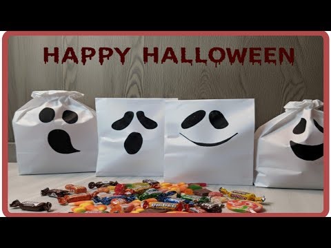 how to make a paper candy bag for Halloween very simple and easy