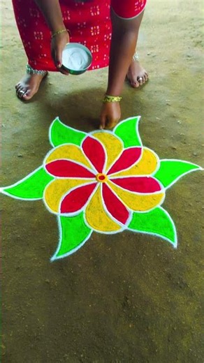 Rangoli designs simple and easy for beginners 😍#dailykolam #muggulu #shortsfeed #ytshorts