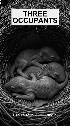 Cute squirrel nest with 3 newborn squirrels. #nature #footageanimals #squirrels