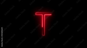 Letter concept. glowing neon letter a color trendy glowing loop neon alphabet letter T animation on black background.