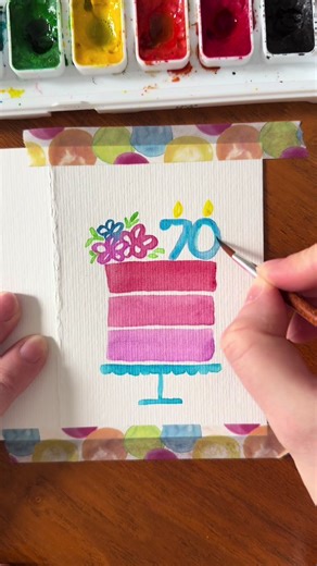 Birthday cake birthday card! 🎂🎉 #birthdaycard #watercolor #diy #cake #cards