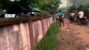 Burmese fighter jet shot down by resistance fighters crashes into temple