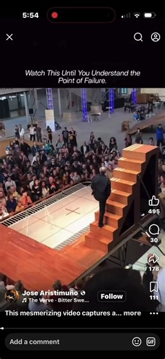 This mesmerizing video captures a poetic performance where the artist repeatedly falls from a staircase onto a trampoline, only to be launched back upward again, turning every drop into a new chance to rise, climb, and continue forward, creating a hypnotic loop that feels less like failure and more like a dance with gravity itself, symbolizing how life's setbacks can become the very force that pushes us higher if we refuse to stay down, reminding us that persistence is not about never falling bu