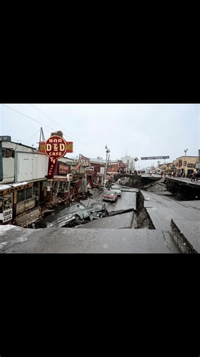 This picture was taken on Friday, March 27, 1964 in Anchorage, Alaska. It shows the devastation from an earthquake that measured 9.2 on the Rhictor Scale. The U.S Army Corps of Engineers were dispatched, and by the summer of 1964, most emergency repairs were completed. 😎 #fyp #60s #alaska #earthquake #history