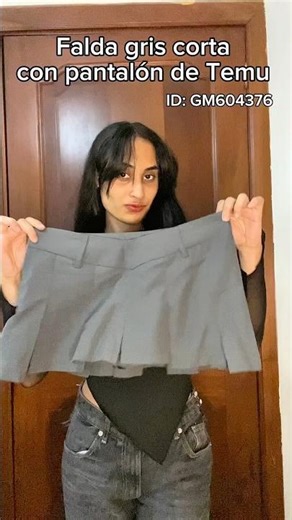 Falda corta gris de Temu
