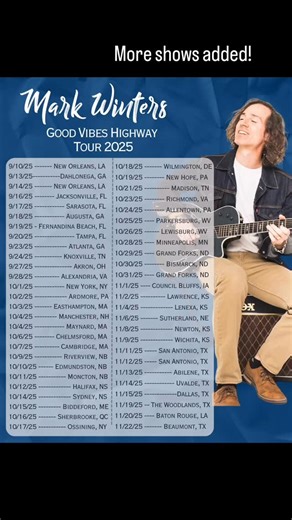 New tour dates added, see y’all out there! | Mark Winters Music