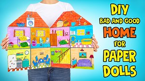Fixing The Bad And Making New Paper Doll Houses Hi guys! Today we have a big transformation of a cluttered paper house! Are you ready? So, we have a beautiful, but alas, very dirty paper house. Its shutters are even boarded up! First, we open the windows and decorate the house facade. Let's add some plants and trees here as well! Then we start cleaning! Let's sweep away dust, cobwebs, and unpleasant living creatures. It's time to fill the house with furniture! We have everything for this: a sofa