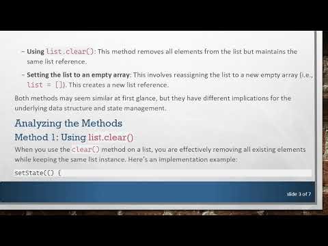 Clearing a List in Flutter: setState vs clear() Method