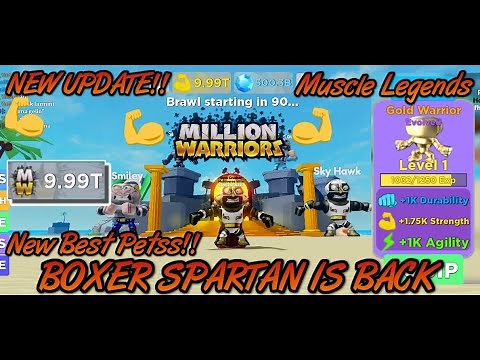 💪Muscle Legends - New Update!! Million Warriors Characters! New Pets and World (This is sparta back)