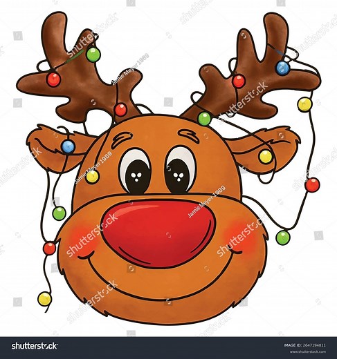 Adorable Cartoon Vector Smiling Christmas Reindeer Stock Vector (Royalty Free) 2647194811 | Shutterstock