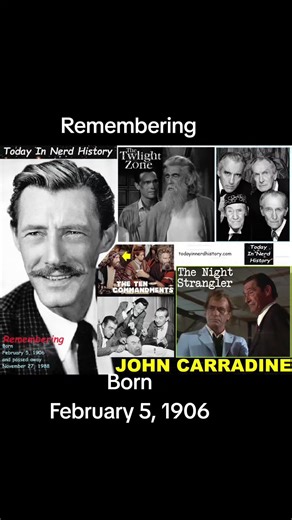 Remembering John Carradine, born February 5, 1906 and passed away November 27, 1988. Full Post https://www.facebook.com/photo/?fbid=929410132523537&set=a.928277095970174 . #TodayInNerdHistory #February5 #JohnCarradine #TheTenCommandments #TheTwilightZone .