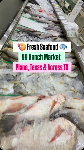 Checking out the fresh seafood section at 99 Ranch Market Plano—one of the most popular Asian grocery stores in the USA 🇺🇸 From live fish tanks to whole fresh fish and premium fillets, this place is a seafood lover’s dream. 📍 99 Ranch Market – Plano Address: 3320 Spring Creek Pkwy, Plano, TX 75023 🐠 Fresh Seafood You’ll Find Here: • Live fish tanks (tilapia, catfish & seasonal fish) • Whole fresh fish (cleaned & cut on request) • Salmon, snapper, pomfret, mackerel & sea bass • Live crab, lob